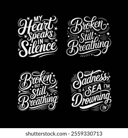 Motivational lettering quotes bundle handwritten style vector.