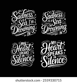 Motivational lettering quotes bundle handwritten style vector.