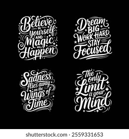 Motivational lettering t-shirt bundle. handwritten style vector.