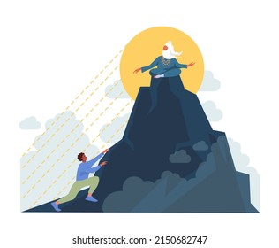 Motivational and life-coaching illustrations. Inspiring motivational quotes for self-development and life-style evolution. Personal succes idea. Flat vector illustration