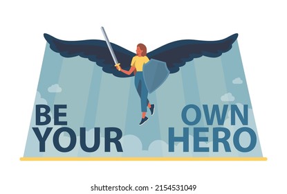 Motivational and life-coaching illustrations. Inspiring motivational quotes for self-development and life-style evolution. Personal succes idea. Flat vector illustration