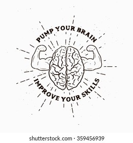 Motivational Muscle Brain illustration. Vector picture. Template for print, cover, poster, art or business works.