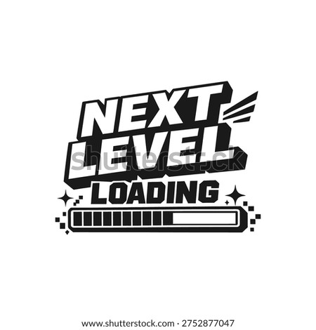 Motivational next level loading concept with progress bar and dynamic text
