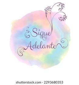 Motivational Phrase in spanish Affirmation and Lettering about Reaching a Goal and Believing in Yourself on Colorful Watercolor Background