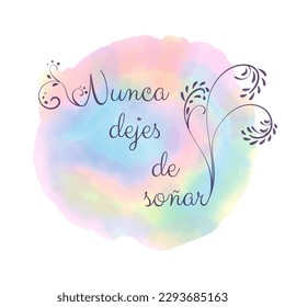 Motivational Phrase in spanish Affirmation and Lettering about Reaching a Goal and Believing in Yourself on Colorful Watercolor Background