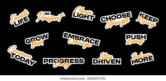 Motivational Phrases and Quotes sticker pack typography templates