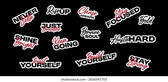 Motivational Phrases and Quotes sticker pack typography templates