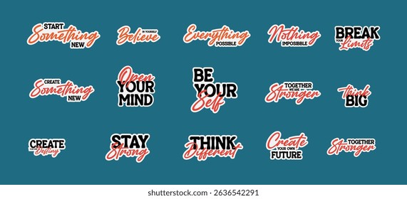 Motivational Phrases and Quotes sticker pack typography templates