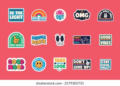 Motivational and Positive Quote Sticker Set - Retro Typography Sticker