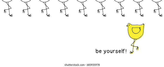 Motivational postcard "Be yourself". Concept illustration.