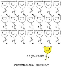 Motivational postcard "Be yourself". Concept illustration.