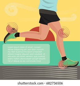 Motivational poster on a theme of jogs in a retro style. Running man on sunset background.