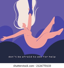motivational poster for self-development. The concept of opening yourself to the world, getting out of your comfort zone, not being afraid to ask for help from others. Psychological illustration