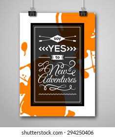Motivational Poster Square Frame with Paint Splash. Text Lettering, Inspirational Saying about Strength. Quote Typographic Template, Vector Design