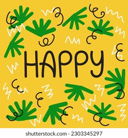 Motivational poster with word Happy. Affirmation meditation concept vector lettering illustration