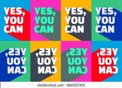 Motivational poster "Yes You Can" on colourful background