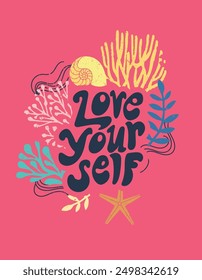 Motivational print with under the sea elements or corals