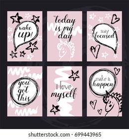 Motivational quote cards set