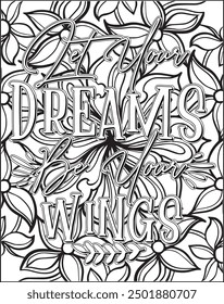 Motivational quote coloring page. Inspirational quote coloring page for adults. Mandala quote coloring page for adults.