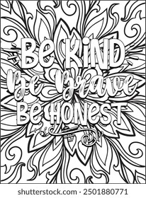 Motivational quote coloring page. Inspirational quote coloring page for adults. Mandala quote coloring page for adults.