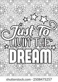Motivational quote coloring page. Inspirational quote coloring page for adults. Mandala quote coloring page for adults.