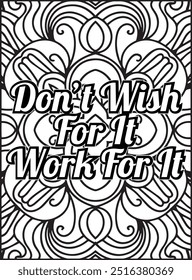 Motivational Quote Coloring Page. Inspirational Quote Coloring Page, Mandala Quote Coloring Page for Adults.