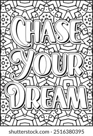 Motivational Quote Coloring Page. Inspirational Quote Coloring Page, Mandala Quote Coloring Page for Adults.