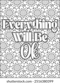 Motivational Quote Coloring Page. Inspirational Quote Coloring Page, Mandala Quote Coloring Page for Adults.