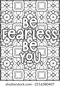 Motivational Quote Coloring Page. Inspirational Quote Coloring Page, Mandala Quote Coloring Page for Adults.