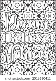 Motivational Quote Coloring Page. Inspirational Quote Coloring Page, Mandala Quote Coloring Page for Adults.