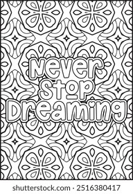 Motivational Quote Coloring Page. Inspirational Quote Coloring Page, Mandala Quote Coloring Page for Adults.