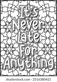 Motivational Quote Coloring Page. Inspirational Quote Coloring Page, Mandala Quote Coloring Page for Adults.