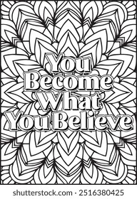 Motivational Quote Coloring Page. Inspirational Quote Coloring Page, Mandala Quote Coloring Page for Adults.