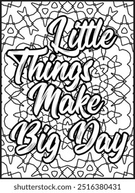 Motivational Quote Coloring Page. Inspirational Quote Coloring Page, Mandala Quote Coloring Page for Adults.