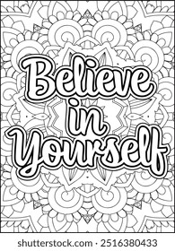 Motivational Quote Coloring Page. Inspirational Quote Coloring Page, Mandala Quote Coloring Page for Adults.