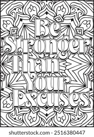 Motivational Quote Coloring Page. Inspirational Quote Coloring Page, Mandala Quote Coloring Page for Adults.