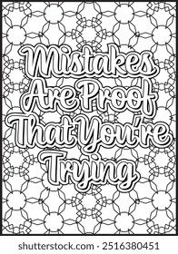 Motivational Quote Coloring Page. Inspirational Quote Coloring Page, Mandala Quote Coloring Page for Adults.