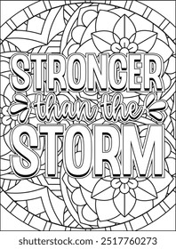 Motivational Quote Coloring Page. Inspirational Quote Coloring Page for Adult. Swearing Positive Word. Mandala Coloring Page.