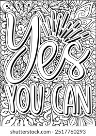 Motivational Quote Coloring Page. Inspirational Quote Coloring Page for Adult. Swearing Positive Word. Mandala Coloring Page.