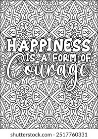 Página de cores de citação motivacional. Página de cores de citação inspiradora para adultos. Jurando Uma Palavra Positiva. Página de cores Mandala.