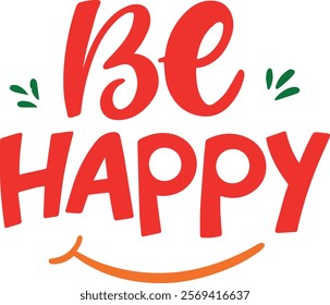 Motivational quote graphic: "Be Happy" design