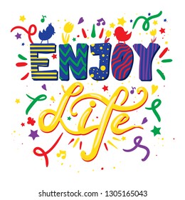 Motivational quote hand drawn color lettering
