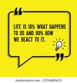 Motivational quote, Inspirational quotes-Life is 10% what happens to us and 90% how we react to it