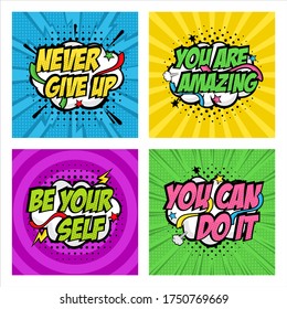Motivational Quote Pop Art Style Design Collection