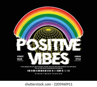 Cita motivacional Vibes positivas diseño de camisetas, gráfico vectorial, afiche tipográfico o camisetas de calle y estilo urbano