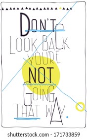 Motivational quote poster on white background with chaotic geometric figures.