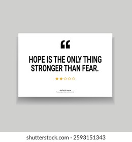 Motivational Quote Speech Bubble Icon. Motivational Quote Poster - Hope is Stronger Than Fear | Inspirational Wall Art