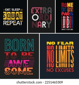 motivational quote typography set  Workout inspirational Poster. Vector design for gym, textile, posters, t-shirt, cover, banner, cards, cases etc