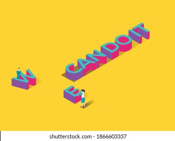 Motivational quote We can do it isometric 3d flat vector concept for banner, website, illustration, landing page, poster, prints, etc