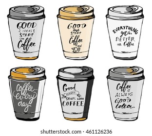 motivational quotes about coffee. . Hand lettering and custom typography for your design